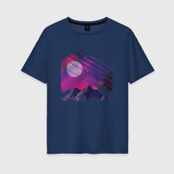 Женская футболка хлопок Oversize Mountain Galaxy