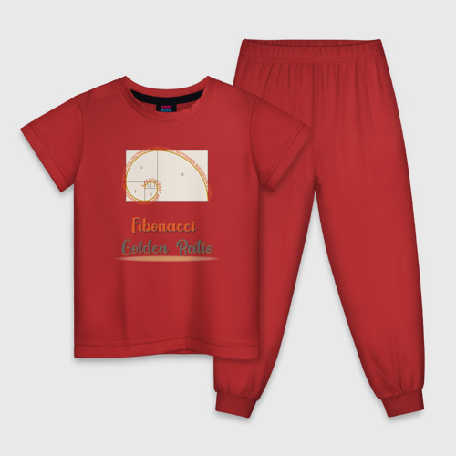 Детская пижама хлопок Fibonacci Золотое сечение, цвет красный