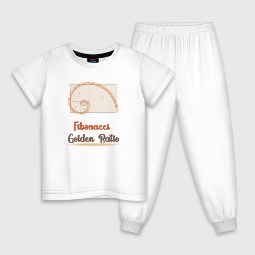 Детская пижама хлопок Fibonacci Золотое сечение, цвет белый