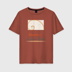Женская футболка хлопок Oversize Fibonacci Золотое сечение