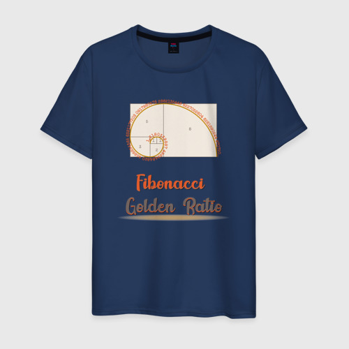 Мужская футболка хлопок Fibonacci Золотое сечение, цвет темно-синий