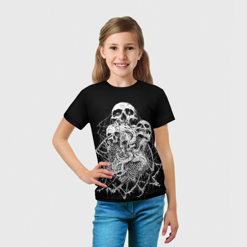 Детская футболка 3D с принтом ЧЕРЕПА, вид сбоку #3
