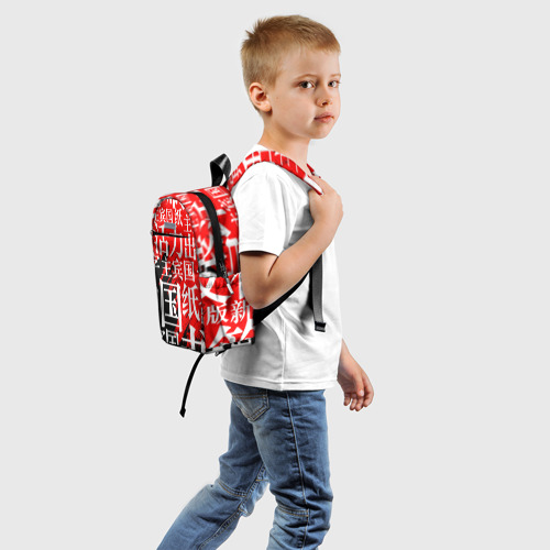 Детский рюкзак 3D с принтом КИТАЙСКИЕ ИЕРОГЛИФЫ, вид сзади #1