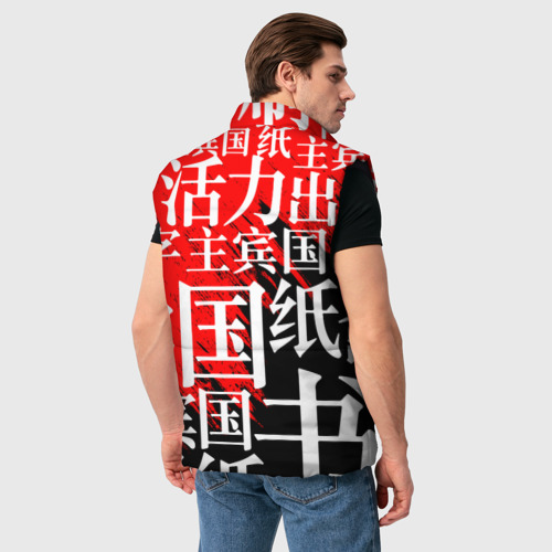 Мужской жилет утепленный 3D Китайские иероглифы, цвет черный - фото 4