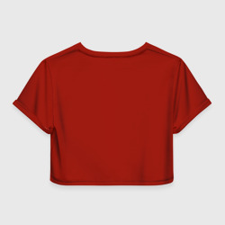 Топик (короткая футболка или блузка, не доходящая до середины живота) с принтом Годжо Магическая Битва арт02 для женщины, вид сзади №1. Цвет основы: белый