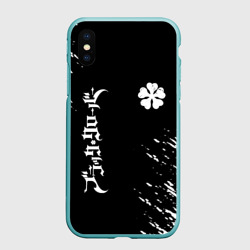 Чехол для iPhone XS Max матовый Белый логотип Черный клевер на черном