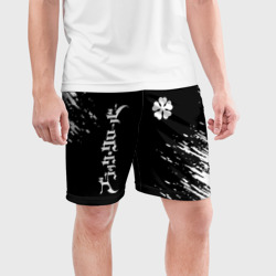 Мужские шорты спортивные Белый логотип Черный клевер на черном - фото 2