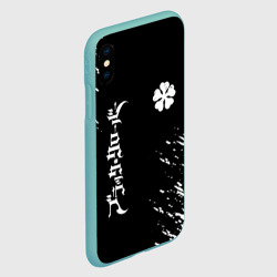 Чехол для iPhone XS Max матовый Белый логотип Черный клевер на черном - фото 2