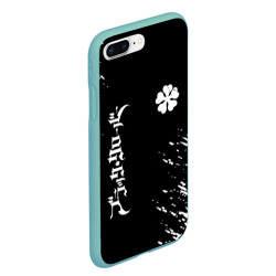 Чехол для iPhone 7Plus/8 Plus матовый Белый логотип Черный клевер на черном - фото 2