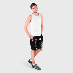 Мужские шорты 3D Белый логотип Черный клевер на черном - фото 2