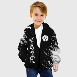 Детская куртка 3D Белый логотип Черный клевер на черном - фото 2