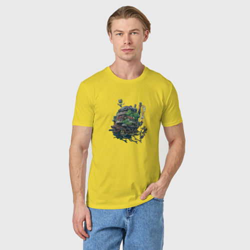 Мужская футболка хлопок Ходячий зеленый замок, цвет желтый - фото 3