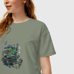Женская футболка хлопок Oversize Ходячий зеленый замок - фото 2