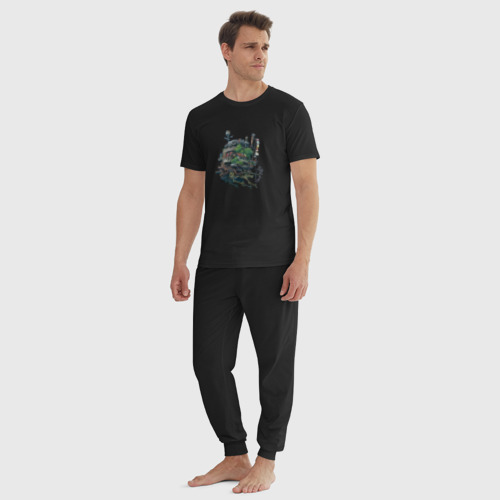 Мужская пижама хлопок Ходячий зеленый замок, цвет черный - фото 5