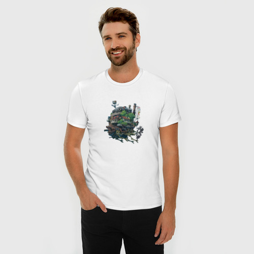 Мужская футболка хлопок Slim Ходячий зеленый замок, цвет белый - фото 3