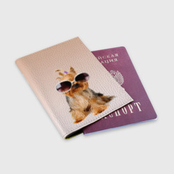Обложка для паспорта матовая кожа Собака в очках - фото 2