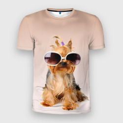 Мужская футболка 3D Slim Собака в очках