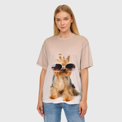 Женская футболка oversize 3D Собака в очках - фото 2