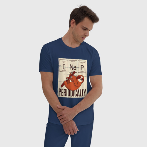 Мужская пижама хлопок I Nap Periodically, цвет темно-синий - фото 3