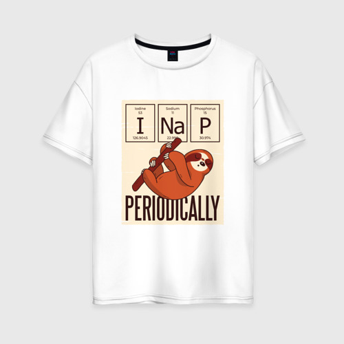 Женская футболка из хлопка оверсайз с принтом I Nap Periodically, вид спереди №1