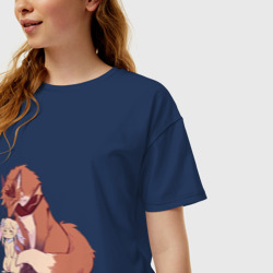 Женская футболка хлопок Oversize Лис и зайка - фото 2