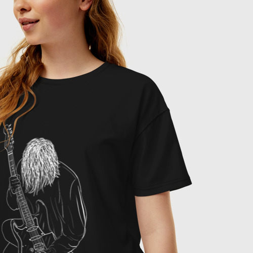 Женская футболка хлопок Oversize Курт Кобейн Арт 05, цвет черный - фото 3