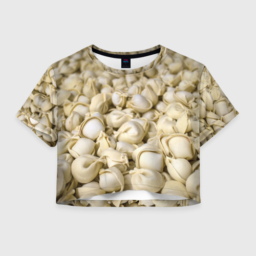 Женская футболка Crop-top 3D Пельмени, цвет 3D печать