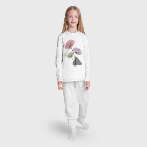 Детская пижама с лонгсливом хлопок Одуванчики, цвет белый - фото 5