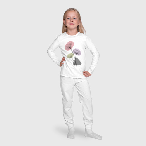Детская пижама с лонгсливом хлопок Одуванчики, цвет белый - фото 7