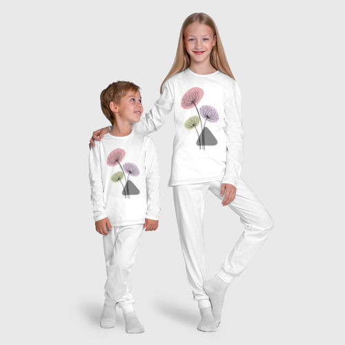 Детская пижама с лонгсливом хлопок Одуванчики, цвет белый - фото 9