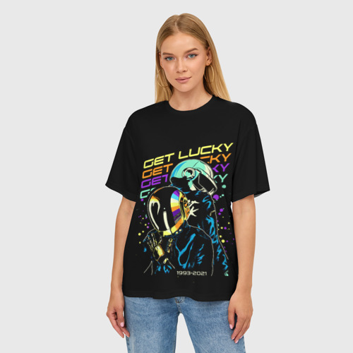 Женская футболка oversize 3D Daft punk, цвет 3D печать - фото 3