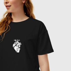 Женская футболка хлопок Oversize Анатомическое сердце - фото 2