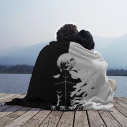 Плед 3D Токийский гуль черно белый Кен - фото 2