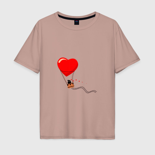 Мужская футболка хлопок Oversize с принтом Влюблённая пара, вид спереди #2
