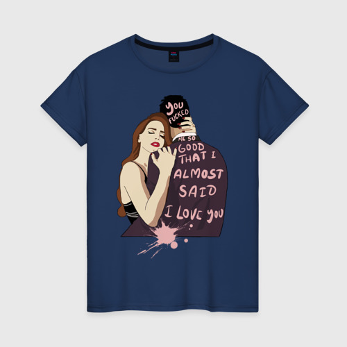 Женская футболка хлопок Lana del rey, цвет темно-синий