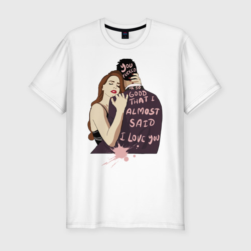 Мужская приталенная футболка из хлопка с принтом Lana del rey, вид спереди №1