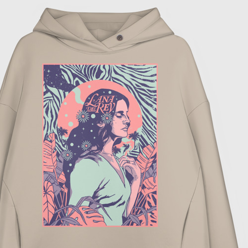 Женское худи Oversize хлопок Lana del rey, цвет миндальный - фото 3