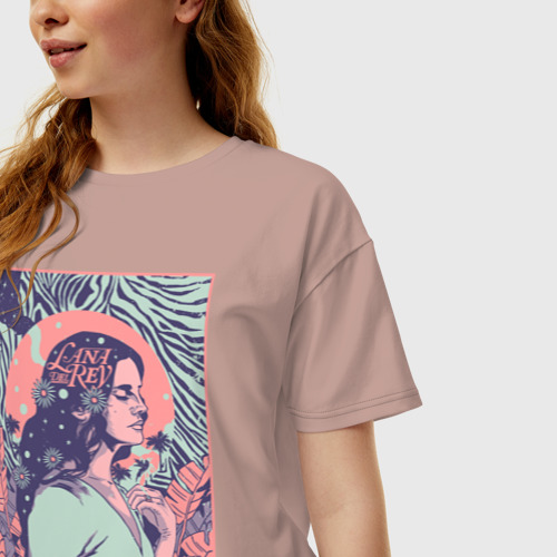 Женская футболка хлопок Oversize Lana del rey, цвет пыльно-розовый - фото 3