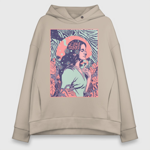 Женское худи Oversize хлопок Lana del rey, цвет миндальный