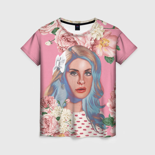 Женская футболка 3D Лана дел рей в цветах, цвет 3D печать