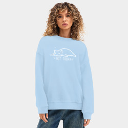 Женский свитшот oversize без начеса хлопок Not today не сегодня - фото 2
