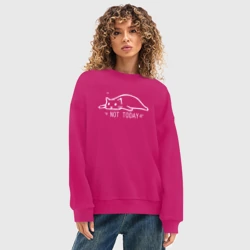 Женский свитшот oversize без начеса хлопок Not today не сегодня - фото 2
