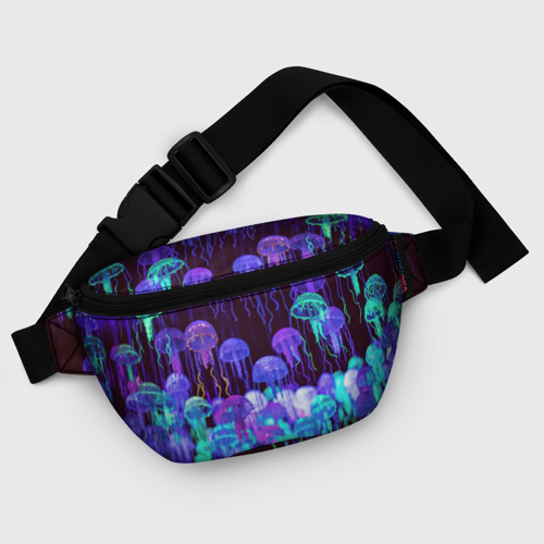Поясная сумка 3D с принтом Неоновые медузы, фото #5