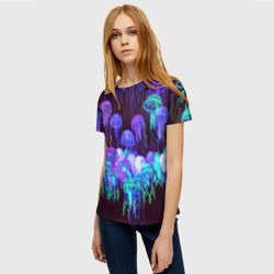 Женская футболка 3D Неоновые медузы - фото 2