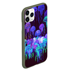 Чехол для iPhone 11 Pro матовый Неоновые медузы - фото 2