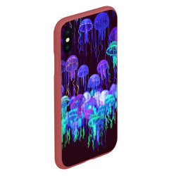 Чехол для iPhone XS Max матовый Неоновые медузы - фото 2