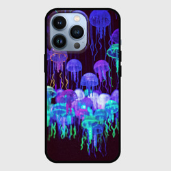 Чехол для iPhone 13 Pro Неоновые медузы
