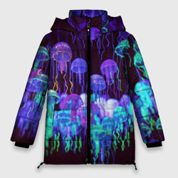 Женская зимняя куртка Oversize Неоновые медузы
