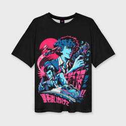 Женская футболка oversize 3D Cowboy Bebop neon