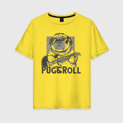 Женская футболка хлопок Oversize Pug & Roll